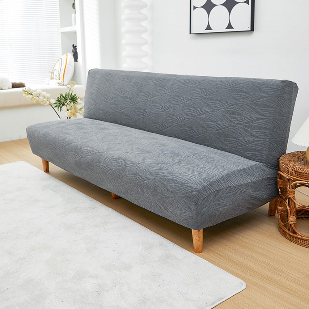 Elastic Sofa Slipcovers Velvet Armless Sofa Cover, Living Room 1-Piece All-Inclusive Furniture Protector Extendable Sofa Covers for 1/2/3 Seater, 120, Dark Gray
