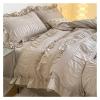 ADovz French Style Washed Cotton Four Piece Set Princess Summer Lace Bed Sheets Bedding Women's Quilt Covers,Bed Sheets, King, FH-762 view 1