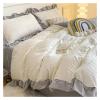 ADovz French Style Washed Cotton Four Piece Set Princess Summer Lace Bed Sheets Bedding Women's Quilt Covers,Bed Sheets, King, FH-762 view 3