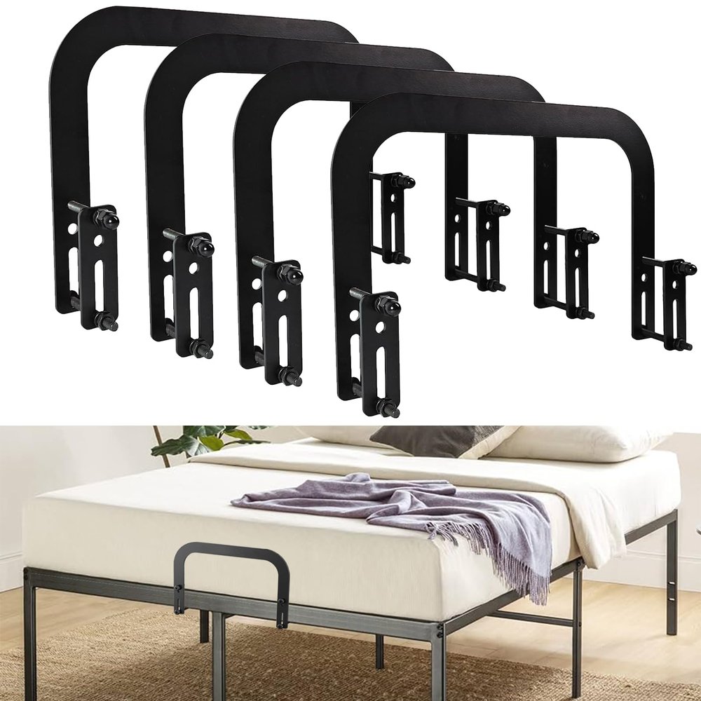 ANTEISI 4-Piece Mattress Holder Set, Non-Slip Mattress Clamps, for Metal Bed Frames. Black Color