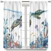 Sea Turtles Blackout Curtains, Beach Nautical Ocean Seashell Seahorse Fish Starfish Jellyfish Window Treatments for Bedroom Kitchen Nursery, Conch Compass Beachy Coastal Drapes 2 Panel 84x84 Inch view 4