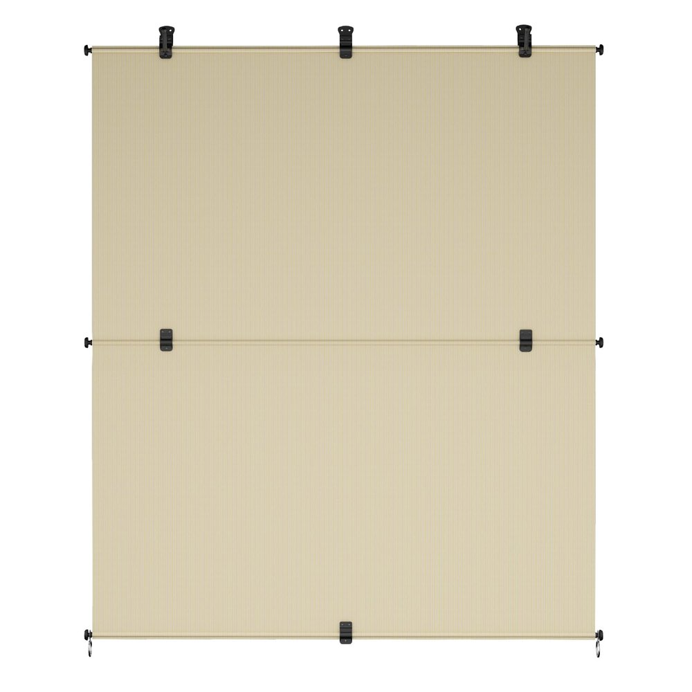 AwnPro Patio Shades 7'W x 15'H Cordless Roller Shades Blackout Foldable Roll Up Blinds UV Protection Exterior Sun Screen for Windows, Porch, Homes, Offices, Pergola,Gazebo, Beige