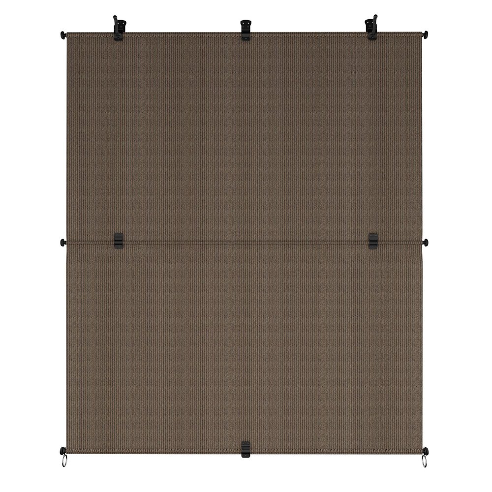 AwnPro Patio Shades 7'W x 7'H Cordless Roller Shades Blackout Foldable Roll Up Blinds UV Protection Exterior Sun Screen for Windows, Porch, Homes, Offices, Pergola,Gazebo, Brown