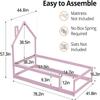 anwickjeff Modern Twin Size House Floor Bed, Solid Wood Twin Montessori Floor Bed Frame with House Shape Headboard and Fence, Montessori Bed for Children, Boys, Girls, No Box Spring Required (Pink) view 2