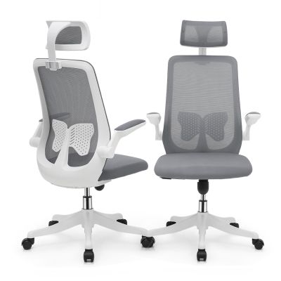 Athena Collection Ergonomic Office Chair Computer Desk Chair Comfy Swivel Chair for Home Office Rolling Reclining Chair with Wheel Mesh Headrest High Back Lumbar Support Heavy Duty Set of 2 Gray