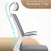 Athena Collection Ergonomic Office Chair Computer Desk Chair Comfy Swivel Chair for Home Office Rolling Reclining Chair with Wheel Mesh Headrest High Back Lumbar Support Heavy Duty Set of 2 Gray view 4