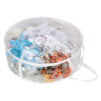 Christmas Wreath Storage Container 20 Inch Clear Wreath Storage Bags Round Durable Wreath Bags Clear Everyday Bag with Dual Zippers and Sturdy Handles for Holiday Artificial Christmas Wreaths, 1PCS
