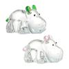SHIDXIB 2Pcs Crystal Hippo Figurines Art Glass Hippo Animal Craft Decoration Ornament for Table Home Decoration view 1