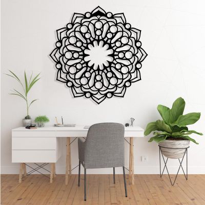 Metal Wall Art Mandala Decor, Metal Mandala Wall Art, Bohemian Metal Wall Decor, Home Living Room Decor,black metal wall decor round,Wall Hangings for Living Room (19"x 19"/47x47 cm, Mandala-Black)