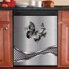 Silver Metal Texture of Brushed Stainless Steel Sticker Decor Dishwasher Cover,Butterflies Magnetic Dishwasher Skin,23x26 inch Dishwasher Sticker for Refrigerator Magnet,Polishing Background view 2