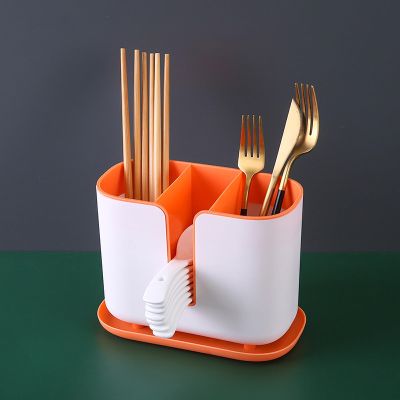 BAYAJIAZ Countertop, Chopstick cage, Kitchen Cutlery Storage Shelf, Removable Drainage, Plastic Chopstick Bucket, Thickened GeBAYAJIAZit Orange