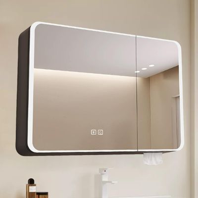 Space aluminum medicine cabinet with led lights anti fog,vanity mirror with storage for bathroom,medicine cabinet organizer wall mount,Beauty mirror back,touch control,Paper extraction hole ( Color :