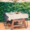 Carosoffe Outdoor Rectangle Tablecloth with Umbrella Hole and Zipper, Boho Orange Geometric Waterproof Table Cover Abstract Ethnic Tribal Floral Washable Patio Tablecloths for Party Picnic, 52"x70" view 3