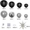 Black and Silver Balloons Garland Arch Kit, 146pcs Metallic Silver and Black Balloons with Silver Exploding Star Foil Balloons for Graduation Birthday New Years Party Decorations view 2
