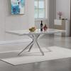 Kootlena Marble Dining Table Set for 4, Luxury 70" Rectangle White Marble Silver Kitchen Table and 4 White Upholstered Leather Chairs, 5 Piece Dining Table Set for Kitchen Dining Room view 3