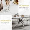 Kootlena Marble Dining Table Set for 4, Luxury 70" Rectangle White Marble Silver Kitchen Table and 4 White Upholstered Leather Chairs, 5 Piece Dining Table Set for Kitchen Dining Room view 4