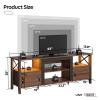 Bestier Farmhouse TV Stand for 70 inch TV, Gaming Entertainment Center with LED Lights, TV Console with 2 Storage Cabinets and Shelf for Living Room, 63'' Inch, Ancona Walnut view 2