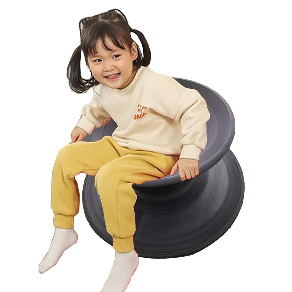 Innovz 360  Rotating Stool Gyro Chair, Kids Wobble Disk Spin Seat for Home Nursery Party, Sports Swivel Chaise Chair - Vestibular Exercises, Body Balance (Color : Black)