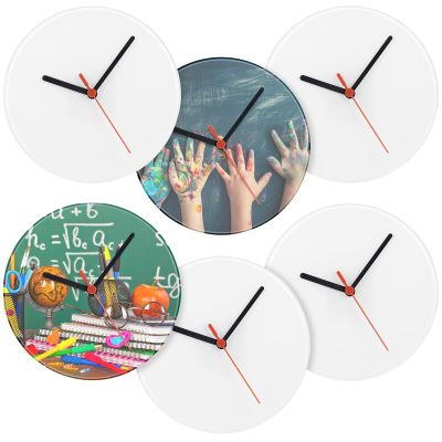 Briwooody 6 Pcs Sublimation Wall Clock Blanks Bulk Wood DIY Wall Clock Round Printing Battery Operated for Easter Halloween Christmas Thanksgiving Day School Home Decor(9.8 Inch)