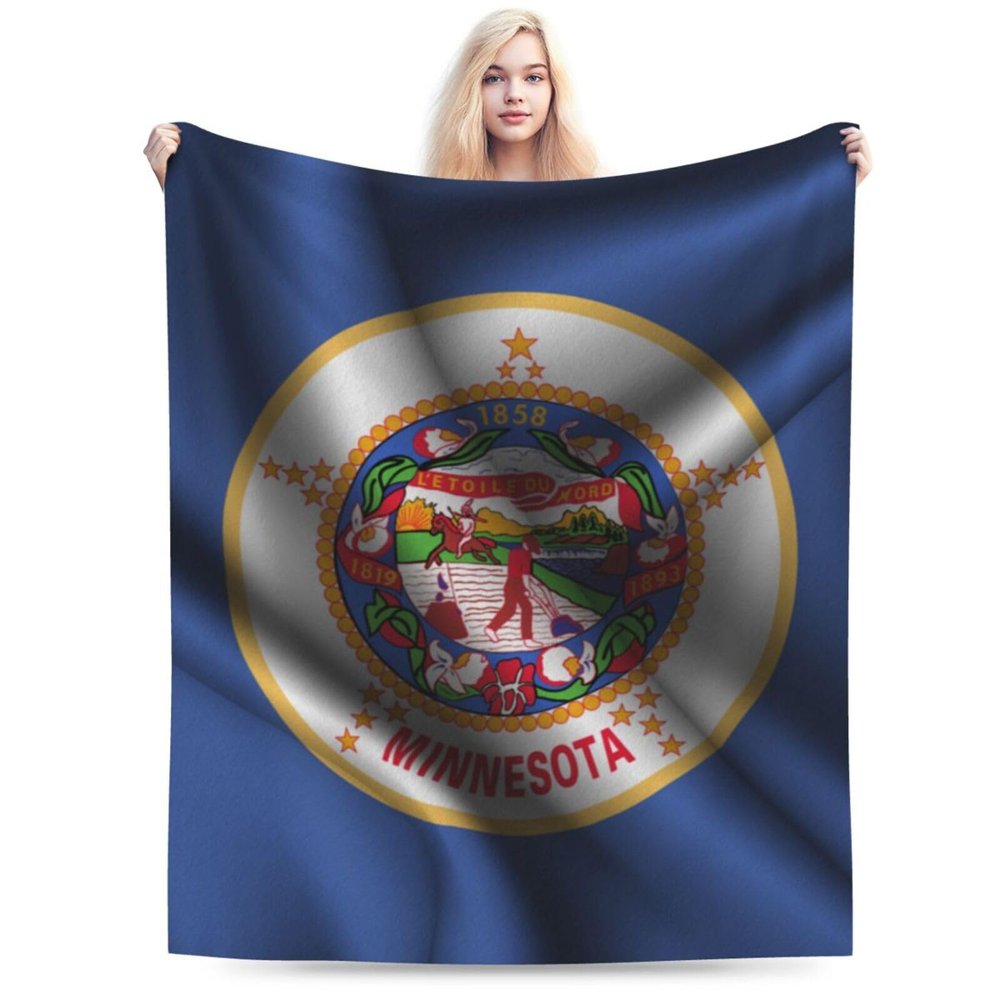 Silk Style Flag of Minnesota Throw Blanket for Couch Bed Sofa Soft Comfortable Blanket 40"x30" Flannel Blankets & Throws