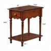 AUQMTAIN Wood End Table with Drawer and Storage Shelf, Narrow Traditional Side Table, Telephone Nightstand, Elegant Vintage for Living Room, Bedroom, Office view 3