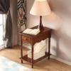 AUQMTAIN Wood End Table with Drawer and Storage Shelf, Narrow Traditional Side Table, Telephone Nightstand, Elegant Vintage for Living Room, Bedroom, Office view 4