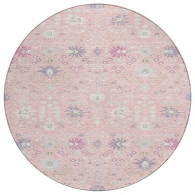 Addison Rugs Chantille ACN1009 Pink 8' x 8' Indoor Outdoor Round Rug, Easy Clean, Machine Washable, Non Shedding, Bedroom, Entry, Living Room, Dining Room, Kitchen, Patio Rug