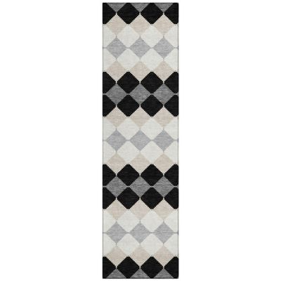 Addison Rugs Chantille ACN1007 Black 2'3" x 7'6" Indoor Outdoor Runner Rug, Machine Washable, Stain Resistant, Easy Clean, Non Shedding, Hallway, Laundry, Patio, Kitchen Rug