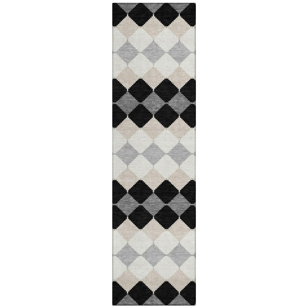 Addison Rugs Chantille ACN1007 Black 2'3" x 7'6" Indoor Outdoor Runner Rug, Machine Washable, Stain Resistant, Easy Clean, Non Shedding, Hallway, Laundry, Patio, Kitchen Rug
