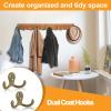 CBWLWJ 25 Pack Coat Hooks Wall Hooks for Hanging, Heavy Duty Double Prong Metal Hook Wall Mounted for Living Room, Bathroom, Kitchen, Bedroom for Coat, Bag, Scarf, Towel, Hat, Key, Cup (Bronze) view 4