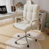 HomeZeer White Office Chair with Soft Leather, Swivel Computer Home Office Desk Chair with Wheels and Padded Arms, Adjustable Height and Tilt view 1