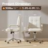 HomeZeer White Office Chair with Soft Leather, Swivel Computer Home Office Desk Chair with Wheels and Padded Arms, Adjustable Height and Tilt view 2