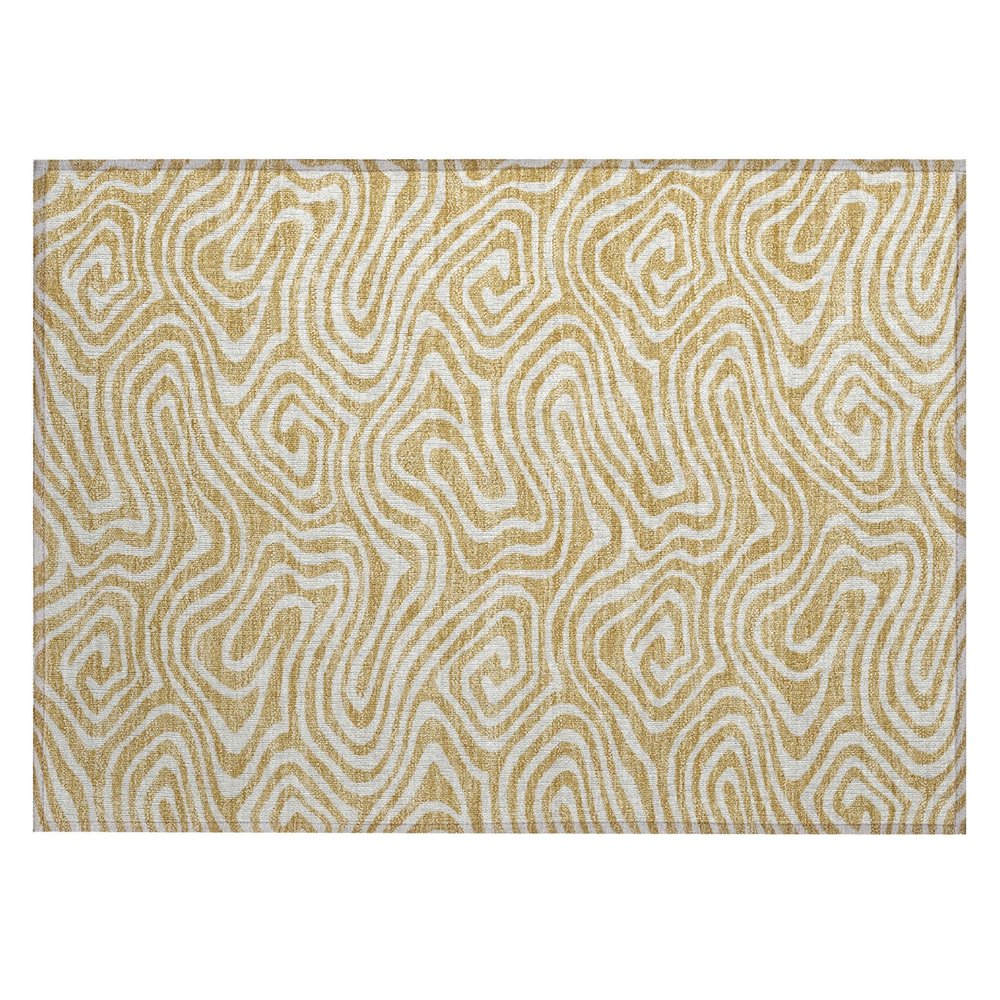 Addison Rugs Chantille ACN1020 Gold 1'8" x 2'6" Indoor Outdoor Area Rug, Easy Clean, Machine Washable, Non Shedding, Bedroom, Entry, Living Room, Dining Room, Kitchen, Patio Rug