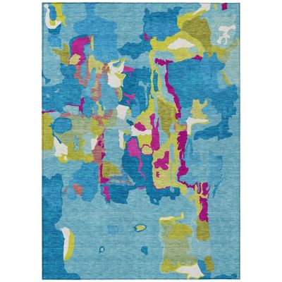 Addison Rugs Chantille ACN1028 Teal 8' x 10' Indoor Outdoor Area Rug, Easy Clean, Machine Washable, Non Shedding, Bedroom, Entry, Living Room, Dining Room, Kitchen, Patio Rug