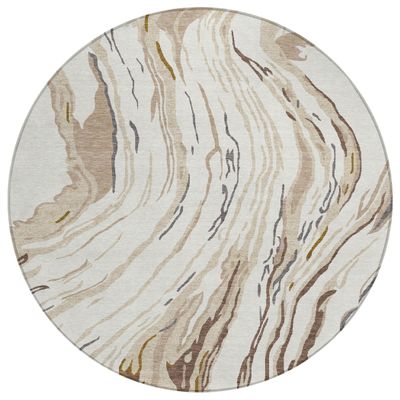 Addison Rugs Chantille ACN1037 Ivory 8' x 8' Indoor Outdoor Round Rug, Easy Clean, Machine Washable, Non Shedding, Bedroom, Entry, Living Room, Dining Room, Kitchen, Patio Rug