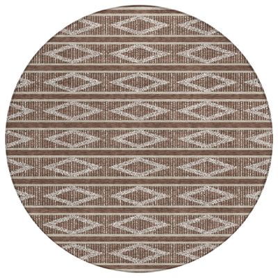 Addison Rugs Chantille ACN1029 Brown 8' x 8' Indoor Outdoor Round Rug, Easy Clean, Machine Washable, Non Shedding, Bedroom, Entry, Living Room, Dining Room, Kitchen, Patio Rug