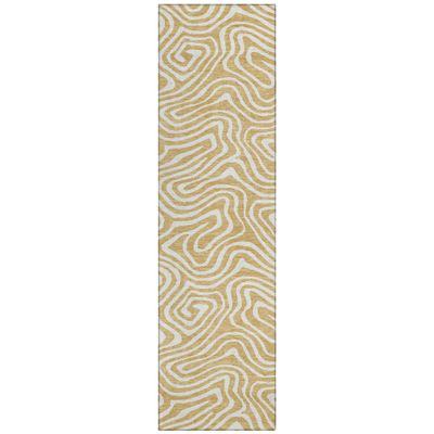 Addison Rugs Chantille ACN1020 Gold 2'3" x 7'6" Indoor Outdoor Runner Rug, Machine Washable, Stain Resistant, Easy Clean, Non Shedding, Hallway, Laundry, Patio, Kitchen Rug