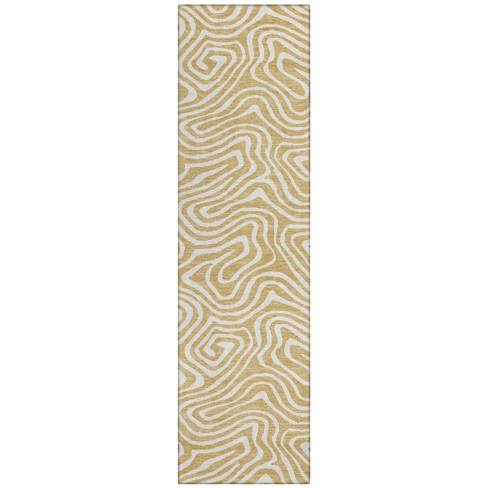 Addison Rugs Chantille ACN1020 Gold 2'3" x 7'6" Indoor Outdoor Runner Rug, Machine Washable, Stain Resistant, Easy Clean, Non Shedding, Hallway, Laundry, Patio, Kitchen Rug