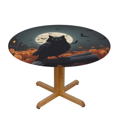 ViLlex Round Tablecloth Medium Round Picnic Table Cloth Premium Decorative Round Table Cover Halloween Pumpkin Lights