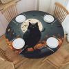 ViLlex Round Tablecloth Medium Round Picnic Table Cloth Premium Decorative Round Table Cover Halloween Pumpkin Lights view 3