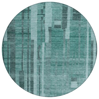Addison Rugs Chantille ACN1063 Teal 8' x 8' Indoor Outdoor Round Rug, Easy Clean, Machine Washable, Non Shedding, Bedroom, Entry, Living Room, Dining Room, Kitchen, Patio Rug