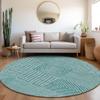 Addison Rugs Chantille ACN1044 Teal 8' x 8' Indoor Outdoor Round Rug, Easy Clean, Machine Washable, Non Shedding, Bedroom, Entry, Living Room, Dining Room, Kitchen, Patio Rug view 2