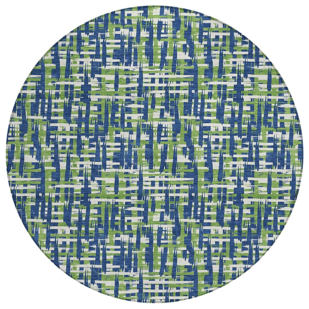 Addison Rugs Chantille ACN1060 Blue 8' x 8' Indoor Outdoor Round Rug, Easy Clean, Machine Washable, Non Shedding, Bedroom, Entry, Living Room, Dining Room, Kitchen, Patio Rug