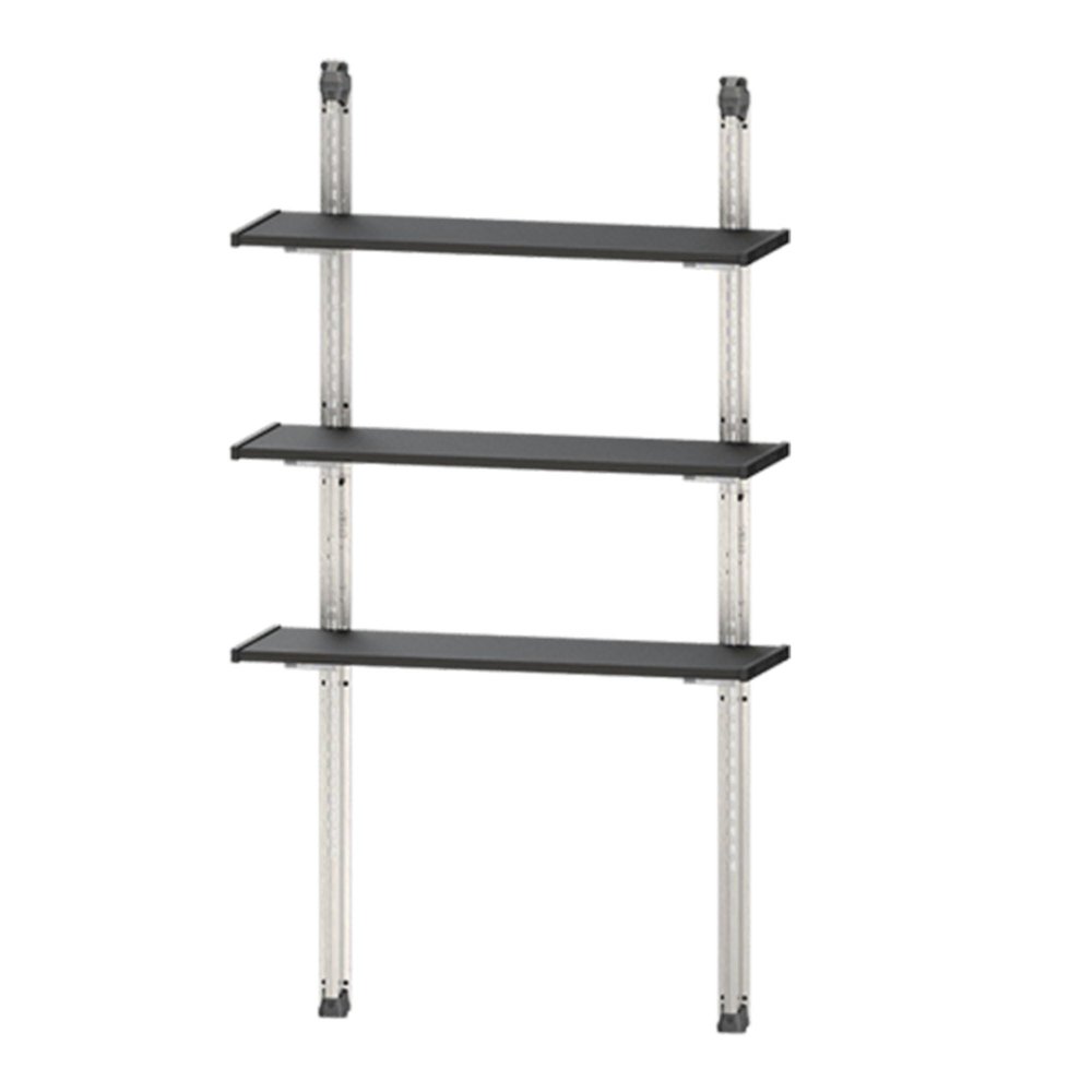 Keter Outdoor Shed Shelf Kit, Storage Organizer w/ Heavy Duty Brackets & Rails, 40, Black - Standing Wall Shelving Rack Unit for Home and Utility Organization