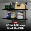 Keter Outdoor Shed Shelf Kit, Storage Organizer w/ Heavy Duty Brackets & Rails, 40, Black - Standing Wall Shelving Rack Unit for Home and Utility Organization view 2