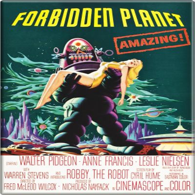 Forbidden Planet Theatrical Poster with Robbie The Robot - 2.5" x 3.5" Rectangle Magnet