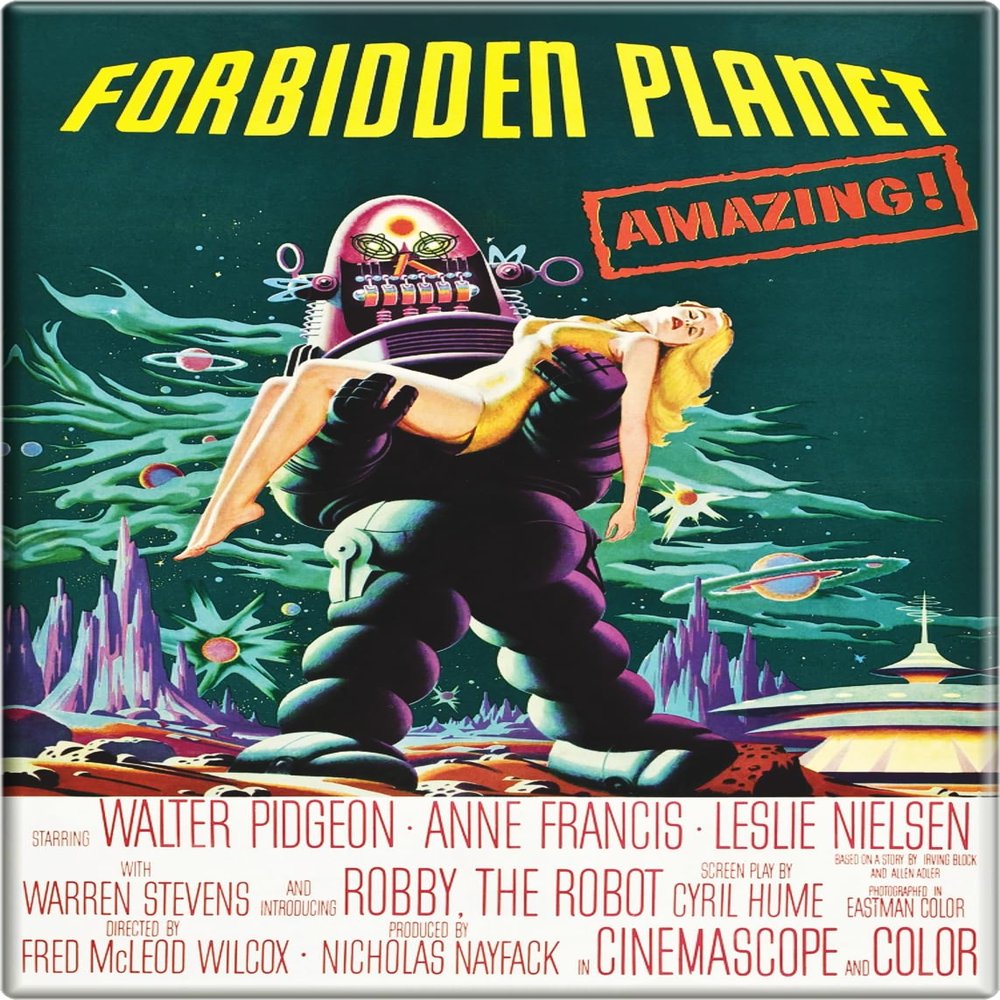 Forbidden Planet Theatrical Poster with Robbie The Robot - 2.5" x 3.5" Rectangle Magnet