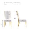 ACEDCOR Dining Chairs Set of 2, White Upholstered High-end Velvet Dining Room Chair with Metal Back Pull Ring Trim Gold Legs view 3
