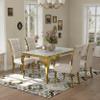 ACEDCOR Dining Chairs Set of 2, White Upholstered High-end Velvet Dining Room Chair with Metal Back Pull Ring Trim Gold Legs view 4