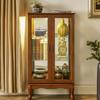 Anwick China Cabinet &Curio Cabinets with Glass Doors, Lighted Display Cabinet with Mirrored Back Panel, Tempered Glass and 3 Tiers Adjustable Shelves (Oak) view 1